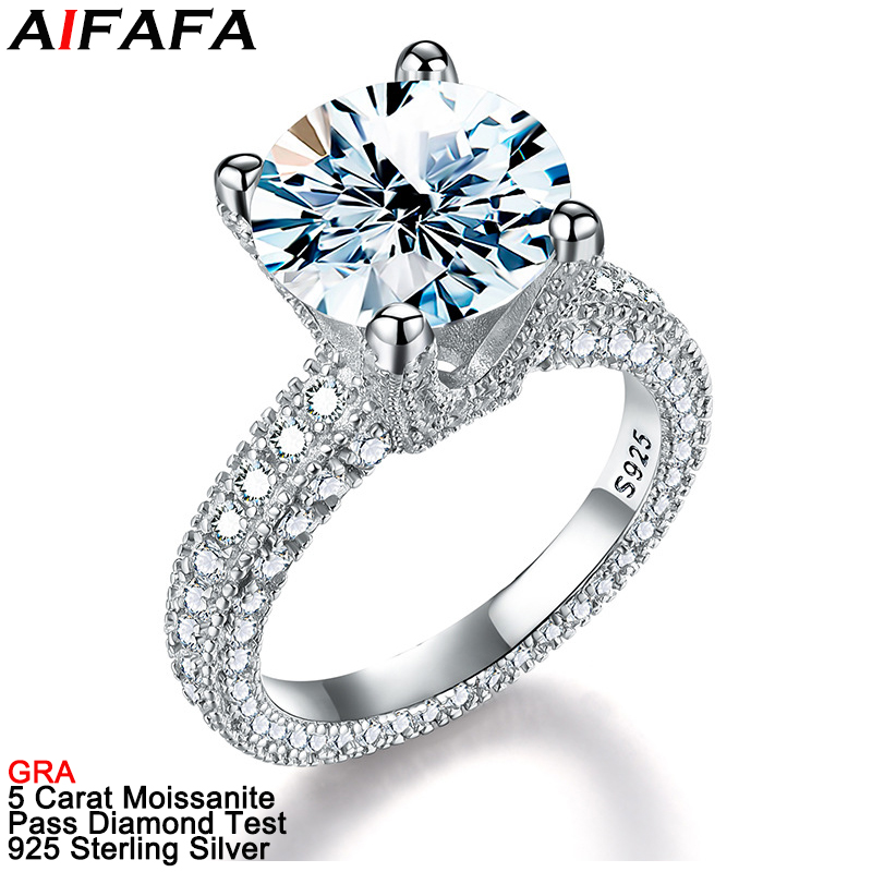 Sterling Silver Ring - Anelli di diamanti Moissanite reali da