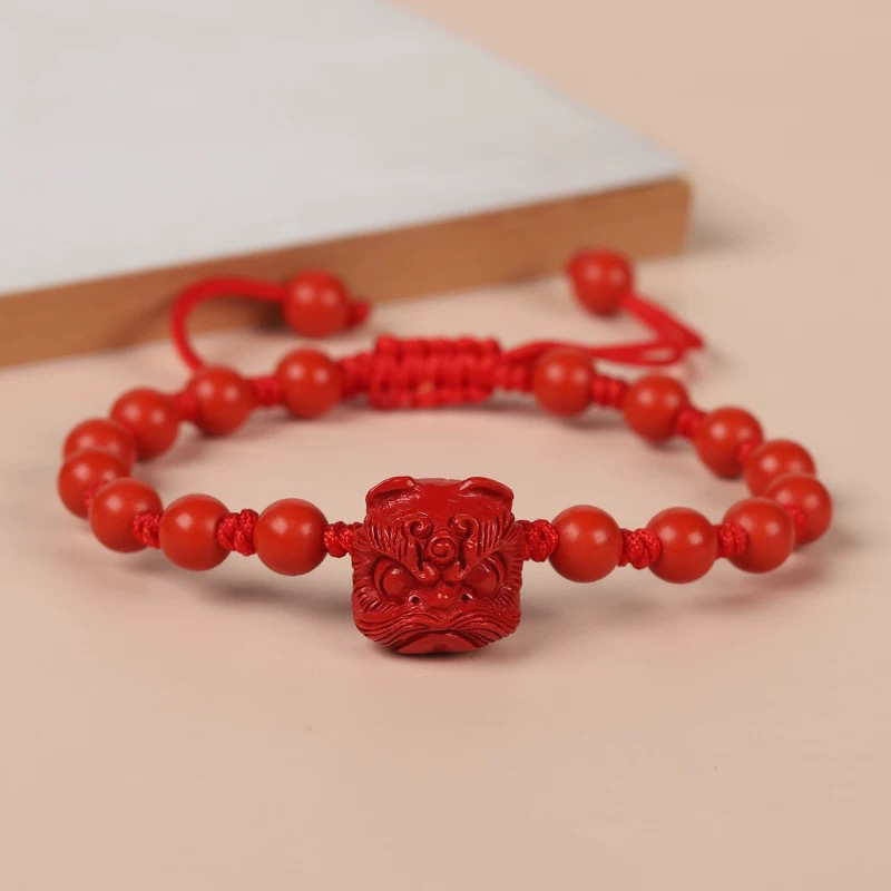 Gemstone Bracelet Healing - Genuino cinabro rosso danza del leone
