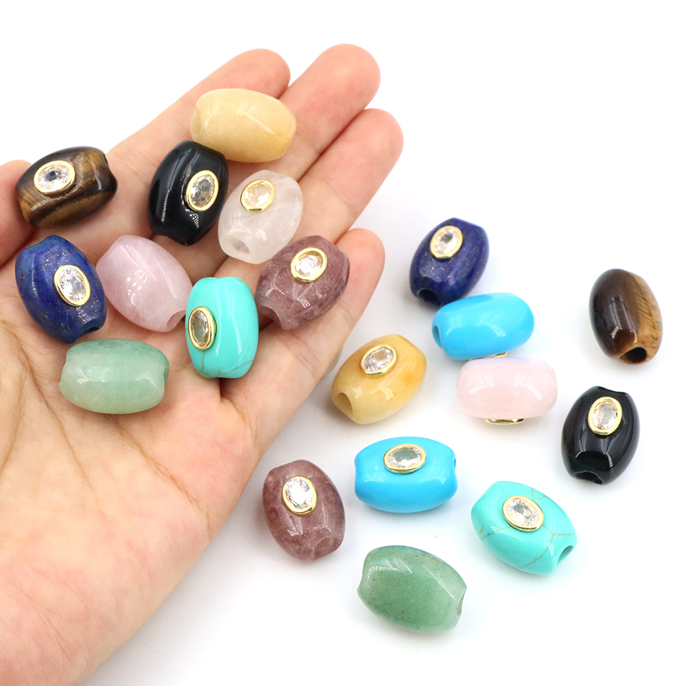 Gemstone Bracelet Healing - Perla piatta a secchiello con foro