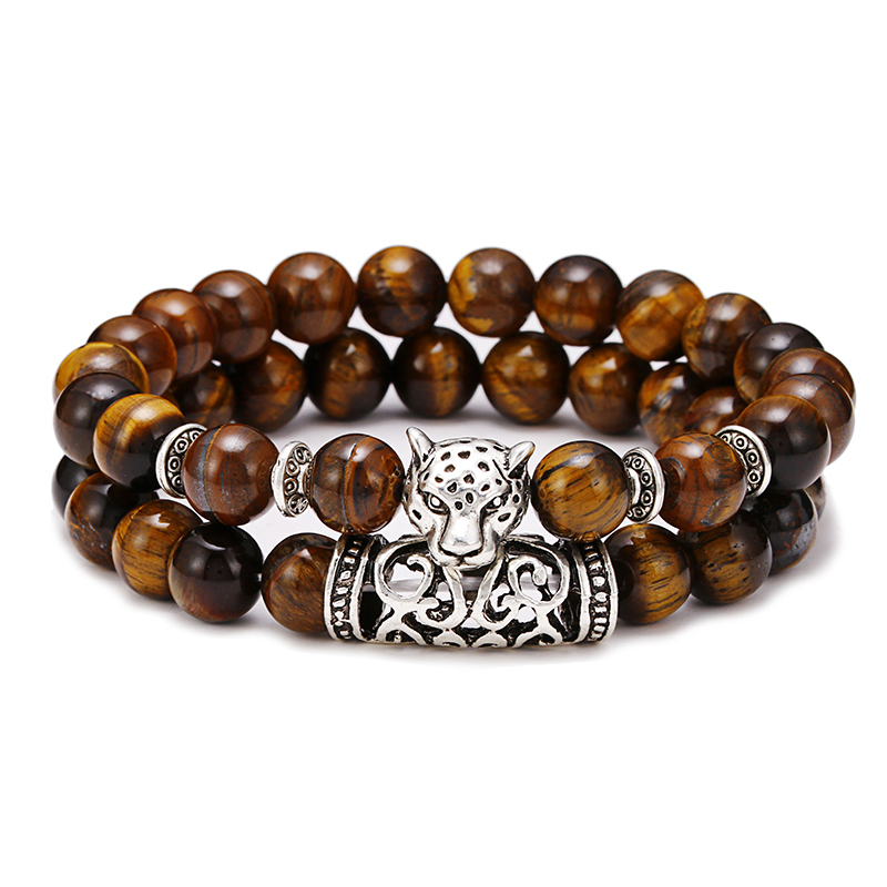 Gemstone Bracelet Healing - Premium 2 Pz/set Leopardo In Rilievo