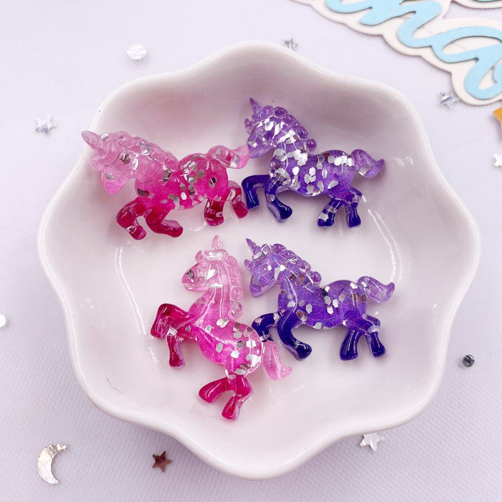 Paradise Jewelry & Watches Dolphin Mall - 6PCS Resina Colorata Glitter 3D Unicorno