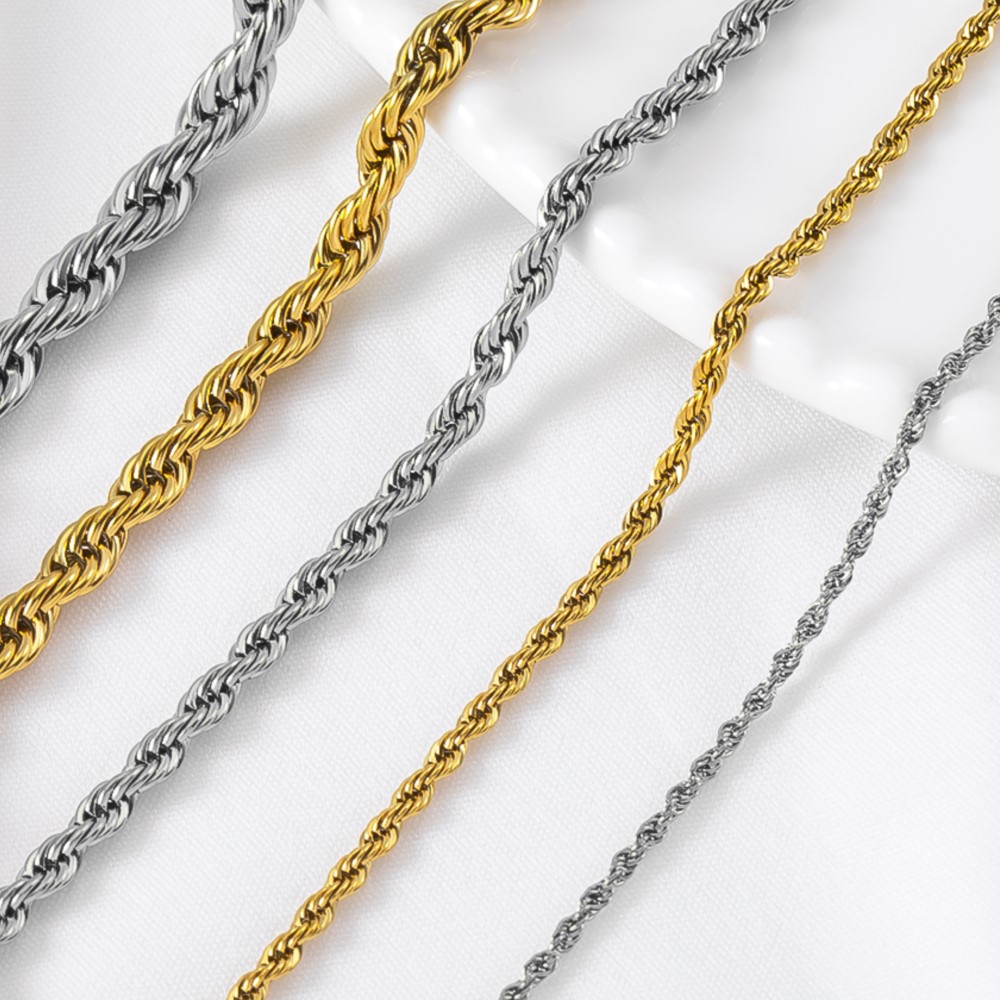Hip Hop Chain Necklace - Catena a corda intrecciata in acciaio